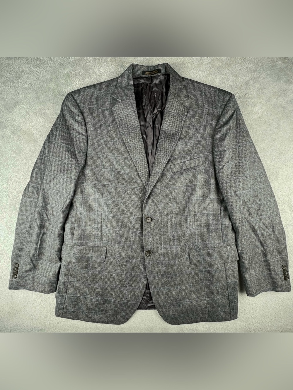 Jos A Bank Reserve Blazer Sport Coat Mens 46R Gray Check Wool Cashmere Jacket